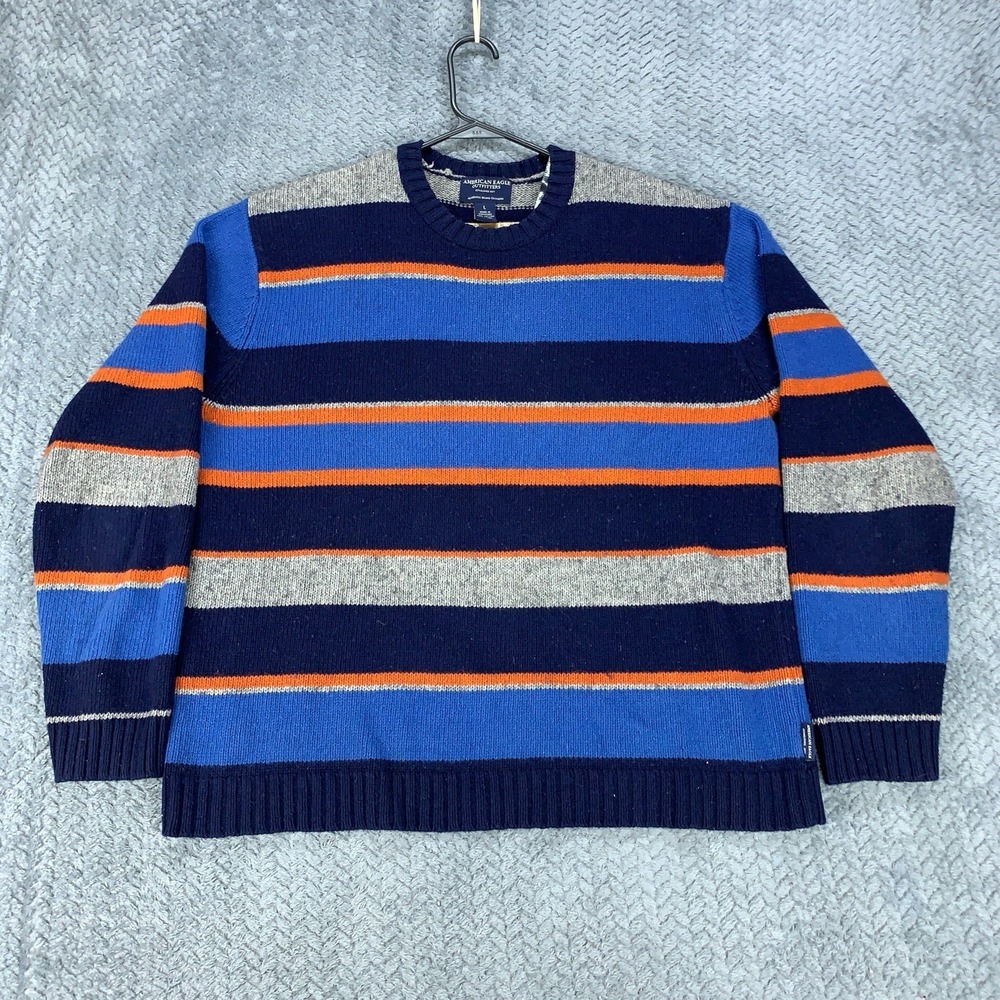 American Eagle Sweater Mens Large Wool Blend Striped Pullover Preppy Y2K Vintage